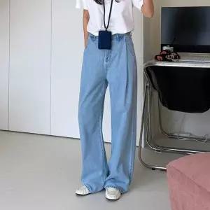 [메이블루]사이드 핀턱 와이드데님