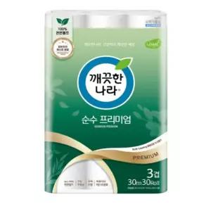 깨끗한나라 순수프리미엄 화장지 3겹 30mx30롤 1팩