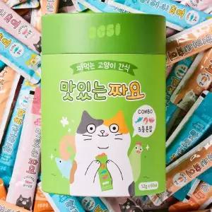 맛있는 짜요 짜먹는 고양이 캔 간식 대용량 3종 혼합 12g 60개