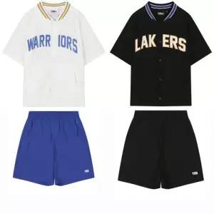 [NBA KIDS]팀로고 반소매 바시티 점퍼 우븐 반바지 세트 K242JP002P_DJ