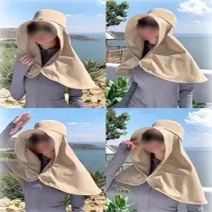 여성 풀커버 숄 선햇 썬캡 얼굴 햇빛가리개 모자 농사 야외활동 여성 여름 썬캡 농사 모자 선캡