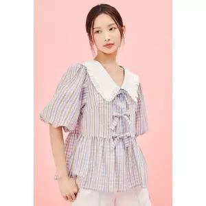 [JJ지고트](하남점)코튼 리본 와이드 칼라 블라우스 GP6A0BLR21