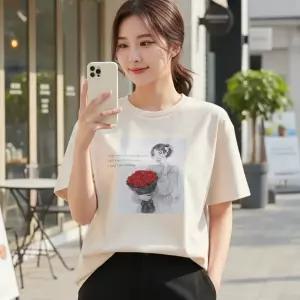 로즈 반팔티 20수면 쿨론티 티셔츠 자체제작 S~3XL 빅사이즈 남녀공용 여성 여자 여름티 데일리 반팔 학생 단체티 기능성