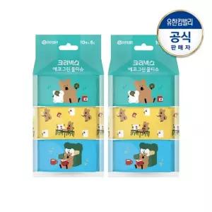 크리넥스 에코그린 쁘띠물티슈 다이노탱 10매x6입X2세트