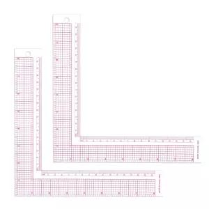 2개의 L-제곱 규칙 투명 재봉 자 8.5인치 플라스틱 측정 사각 프레임 도구 직각 직물 패턴 제작을 위한
