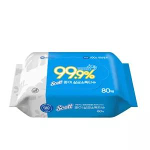 핸드폰 차량용 종이 세정 살균 소독 물 티슈 80매 세균 천연펄프