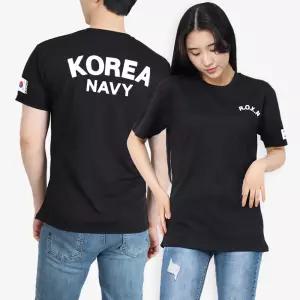 해군 로카티 ROKN 반팔 검정 로큰 군인 티셔츠