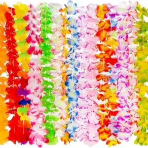 파티용 도마스티 50 PCS 목걸이 하와이안 레이스 루아 플라워 비비드한 아름다운 색상 생일 웨딩 비치 장식