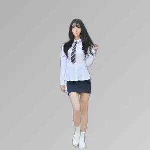 교복몰 (빅사이즈)여성 교복셔츠 둥근카라 그레이체크.