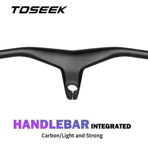 TOSEEK T800 탄소 섬유 자전거 산악 통합 핸들 바 스템 -17도 일체형 MTB 부품 매트 블랙