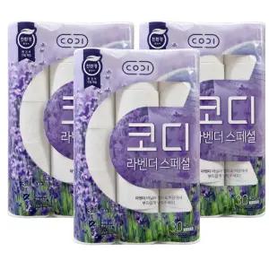 코디 친환경 3겹 라벤더 스페셜 화장지 30mx30롤, 3팩