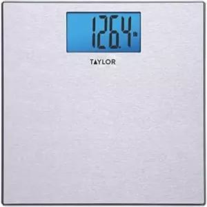 테일러 디지털 체중계 400파운드 용량 유니크 블루 LCD 자동 온/오프 스케일 11.8 x 11.8인치 스테인리스