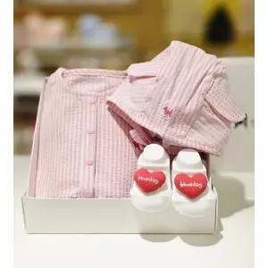 [블루독베이비](의정부점)PK)하트포켓 바디수트, 양말 선물세트(46370-040-060)