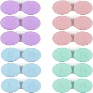 Kmchilj 12Pcs 컬러풀 콘택트렌즈 케이스 야외용 휴대용 미니 키트 다색