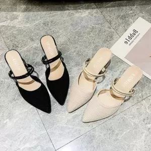 뮬 큐빅 스틸레토 미들힐 데일리 슬링백 ARTN 데일리 큐빅