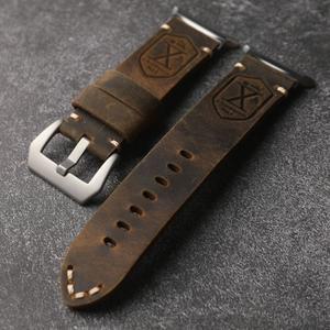 갤럭시 워치 7 울트라 가죽 스트랩, 브라운 빈티지 남성용 팔찌, 47MM 수제