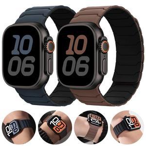 Apple Watch 울트라 2 밴드 용 스트랩 49mm 38mm 마그네틱 실리콘 팔찌 시리즈 10 SE 9 8 7
