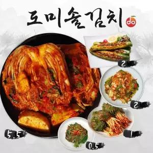 [NS홈쇼핑]도미솔김치 5종 세트(포기김치 5.5kg+오이통김치 2kg+보리얼갈이겉절이 2kg+파김..[35941152]