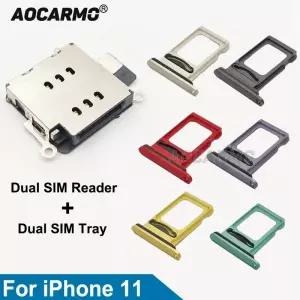 유심트레이 유심 보관 케이스 Aocarmo For iPhone 11 듀얼 Sim 카드 리더 트레이 슬롯 홀더 블랙 실버 레드