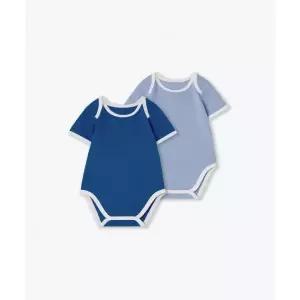 MUSINSA STANDARD KIDS 베이비 링거 반소매 바디수트 2팩 [블루/파스텔 블루] 109197