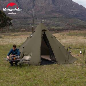 굴뚝 창이있는 Naturehike 팔각형 캠핑 텐트 야외 초경량 Tipi 천막 피라미드 더블 레이어 난연성
