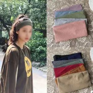 와이드 헤어밴드 패션 남자 세안 끈 운동 세안 반다나 면 부드러운 무지 넓은