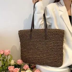 2컬러 베이직 여행가방 밀짚 숄더백 라탄백 빅사이즈