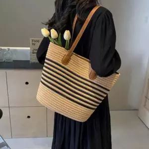 2컬러 여름 밀짚가방 대용량 왕골백 로프백 숄더백 여름가방