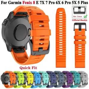 가민피닉스 Garmin Fenix ？？7X 7 Pro 사파이어 솔라 실리콘 시계 밴드 ？？8 E 6X 6 5X 5 Plus 팔찌 퀵핏