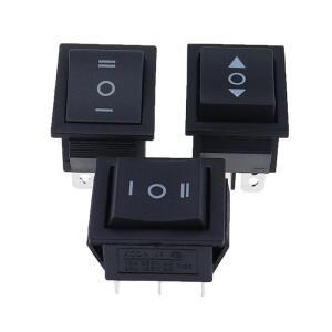 1PCS KCD4 25X31mm 블랙 로커 스위치 6 핀 3 ON-OFF-ON 이중 리셋/래치 16A 250V 20A 25A 125VAC