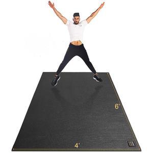 GXMMAT 대형 운동 매트 6'x4' / 6'x5' / 6'x6' (7mm), 가정용 체육관 바닥용 두꺼운 운동 매트, 초광폭 미끄럼 방지 내구성 유산소 매트, 신발 친화적, 플리오, MMA, 줄넘기, 웨이트, 피트니스에 완벽합니다