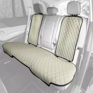 FH 그룹 카시트 쿠션 리어 세트 베이지 인조 가죽 자동차 시트 - 유니버설 핏 SUV 세단 밴용 미끄럼 방지