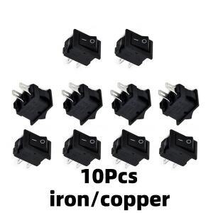 10개 스틸구리 자동차 트럭 보트 원형 로커 DC 12V 16A 2핀 온오프 토글 SPST 스위치 10x15mm