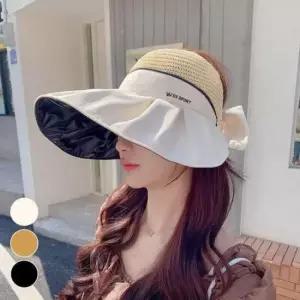 오픈 버킷햇 라탄모자 와이드챙 돌돌이