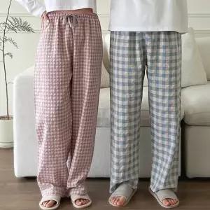 [보리보리] 캔디 체크 사계절 파자마 9부 남성 여성 긴바지 홈웨어 커플 공용 잠옷 파티 570512Moony