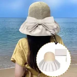 챙넓은 자외선 휴양지 차단 모자 왕골 썬캡