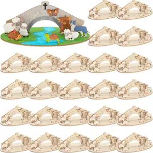 더블필 12 교실 DIY 에메랄드 크로스 테마 공예 키트 농가 동물 나무 컷아웃 일요일 학교 교회 성경 장식용