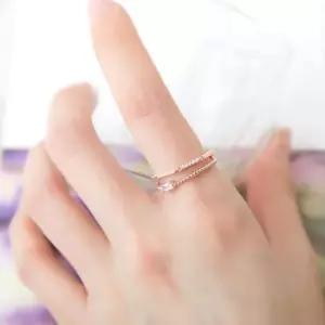 14KGP 그리프 로즈골드 레이어드 두줄 체인 패션 반지