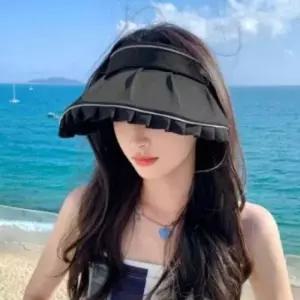 햇빛 챙 와이드 여름모자 블랙 깊은
