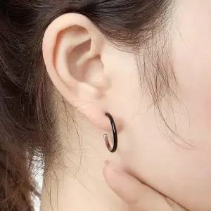 비쥬홀릭 실버925 백금도금 시크 블랙 링 귀걸이