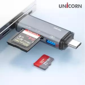 유니콘 XC-3000M 3in1 멀티카드리더기(OTG+A C타입 8핀IOS+USB3.0 1포트) 어댑터 USB 스마트폰 블랙박스 CO