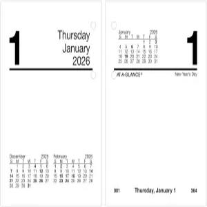 AT-A-GLANCE 2026 데스크 캘린더 리필 매일 3인치 x 3-3/4인치 미니 루즈 (E9195026)