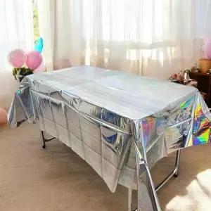 테이블보 시트카바 데코 홈파티 방수식탁보 식탁천 생일파티 반짝이는 무지개빛 파티용