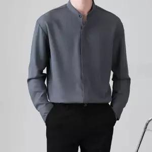 남성 텐션 차이나넥 셔츠 1P 봄가을 긴팔 데일리룩 가을셔츠 긴팔셔츠 (WE36950)