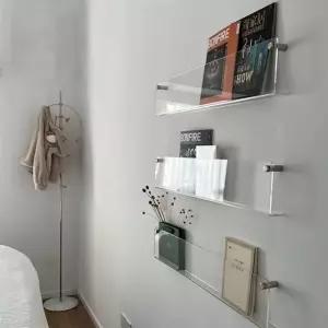 고품질 벽걸이 북선반 책꽂이 잡지꽂이 책선반 투명수납 80cm 벽책꽂이 (WE50EE6)