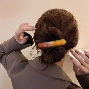 여성 빈티지 심플 일자핀 헤어핀 데일리 자동핀 4컬러