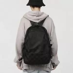 블랙 체커블 데일리 캐주얼 백팩 학생가방 가벼운