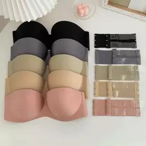 오프숄더 스트랩리스 브라 노와이어