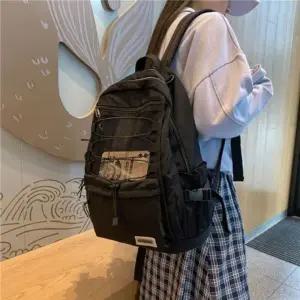 남여공용 가방 데일리 백팩 망사 포인트 주머니 스트링 남여공용