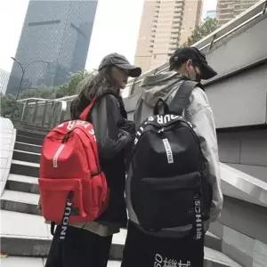 남여공용 가방 포인트 레터링스트랩 심플한 학생가방 백팩 베이직